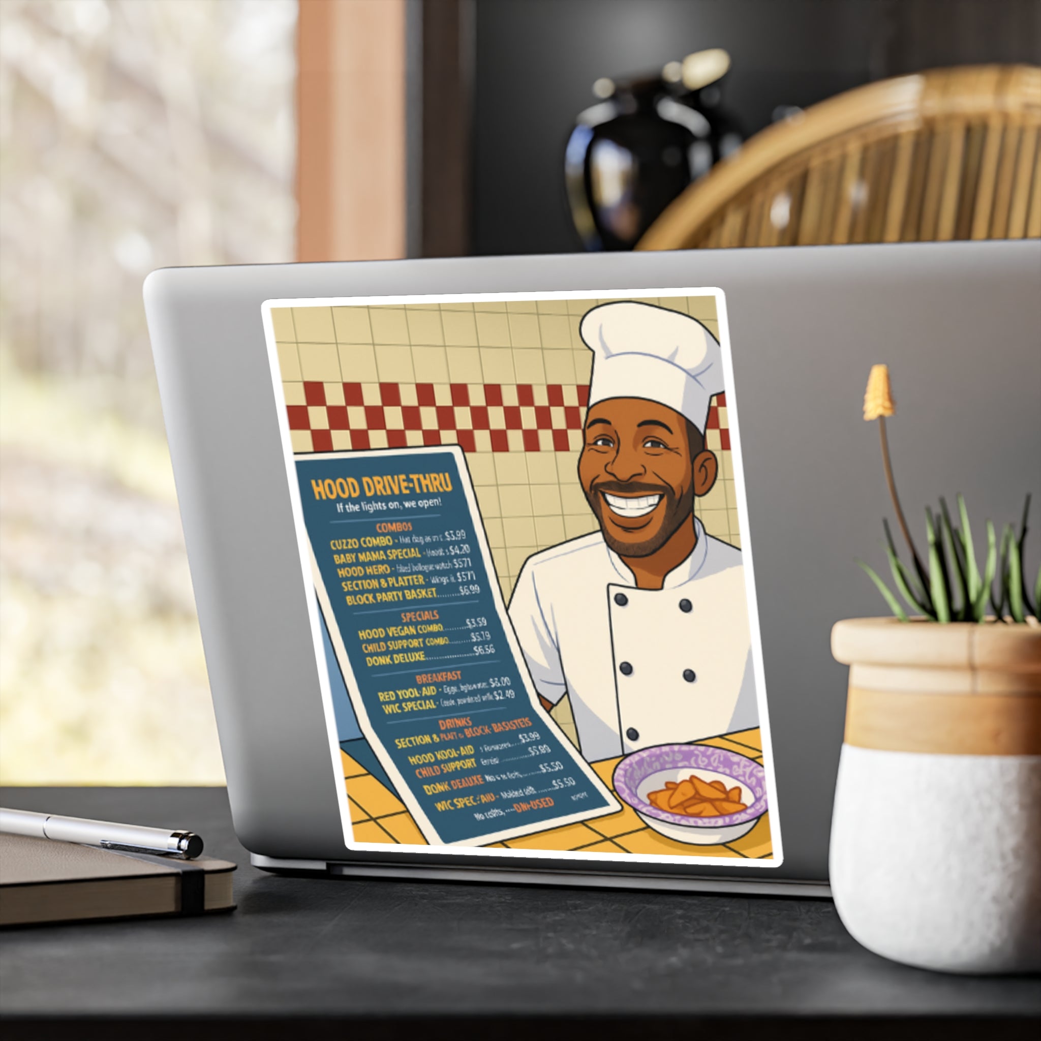 Humorous Hood Chef Vinyl Decals for Kitchen Decor