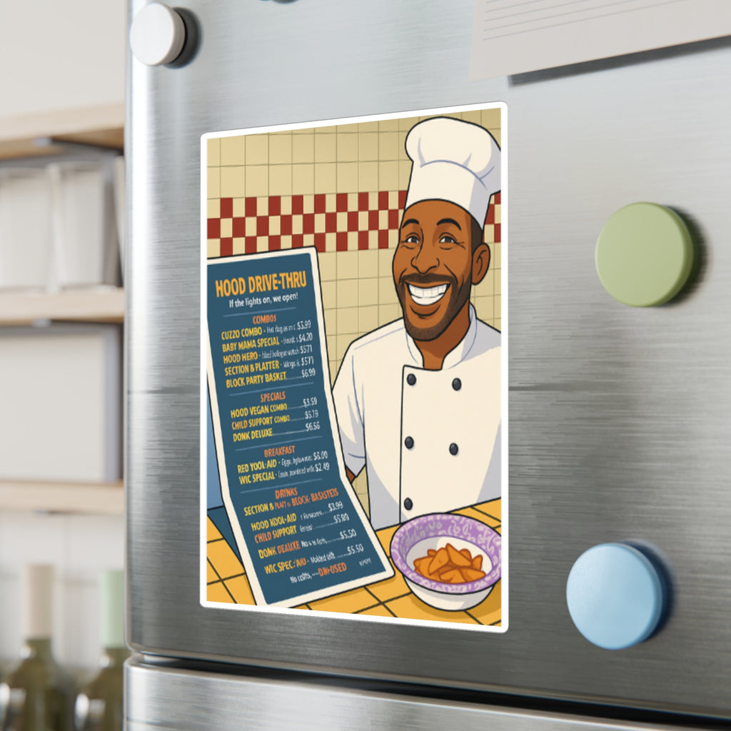 Humorous Hood Chef Vinyl Decals for Kitchen Decor