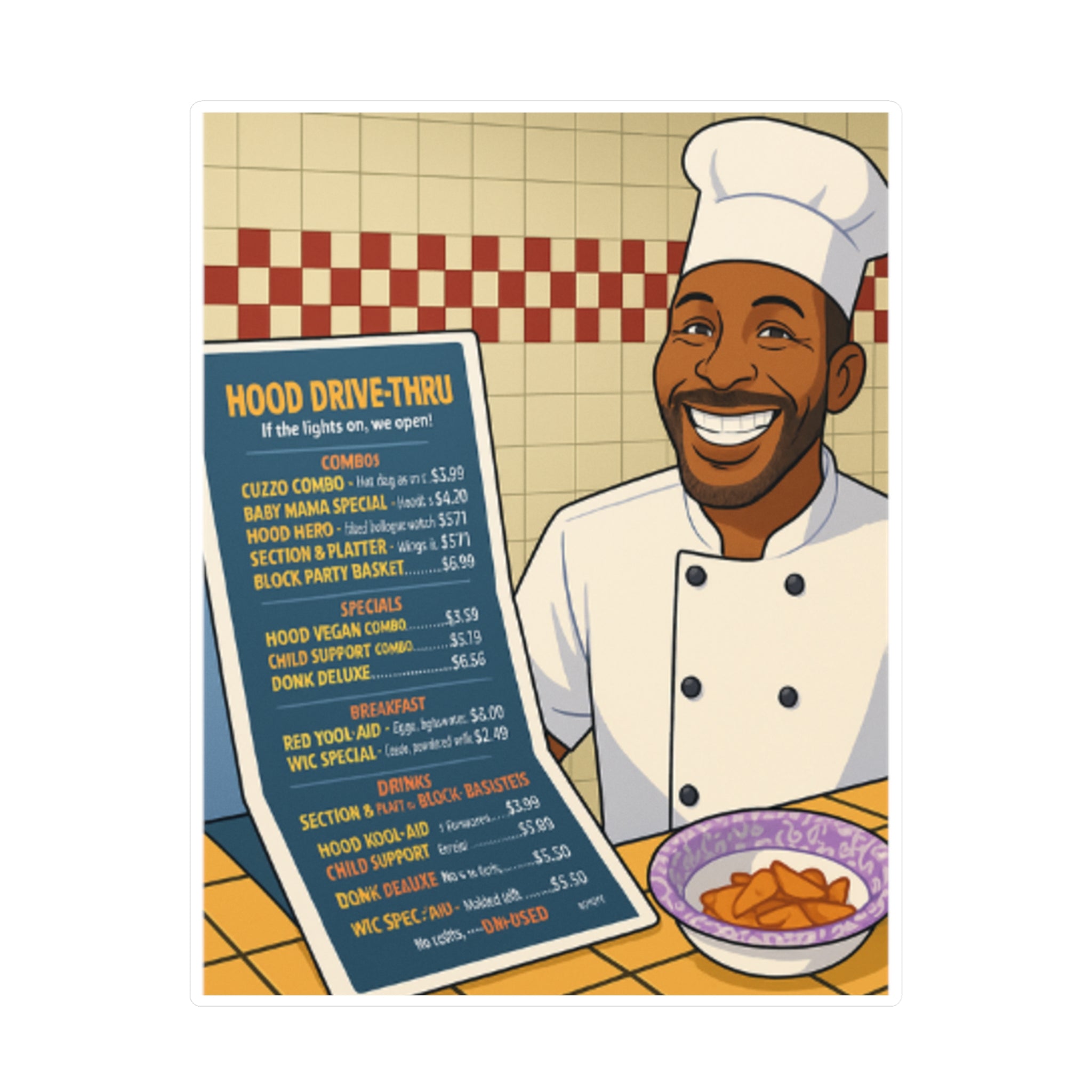 Humorous Hood Chef Vinyl Decals for Kitchen Decor