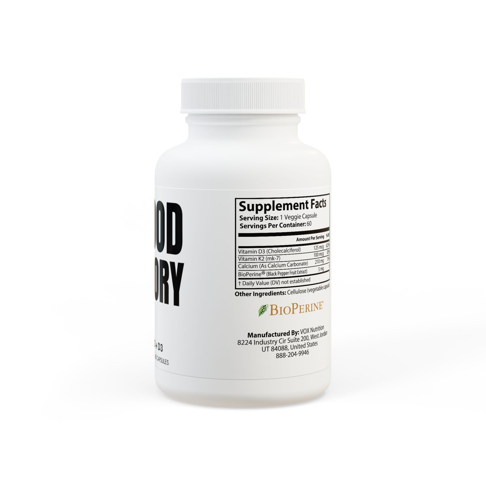 Vitamin K2 + D3 Supplement (60 Capsules)